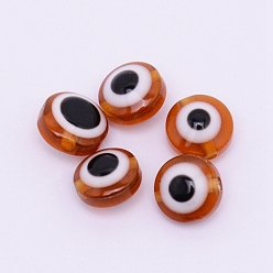 Шоколадный Плоские круглые сглаз гранулы смолы, цвет шоколада, 7.5~8x5~5.5 мм, отверстие : 1.6 мм