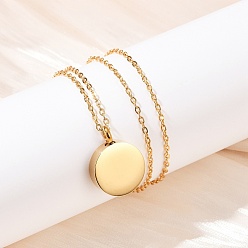 Золотой 304 плоская круглая подвеска из нержавеющей стали в виде урны для праха домашних животных, золотые, 21.46 дюйм (54.5 см)