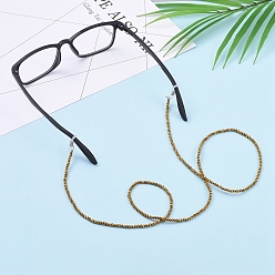 Gold Eyeglasses Chains, Neck Strap for Eyeglasses, with Electroplate Glass Beads, Brass Crimp Beads and Rubber Loop Ends, Gold, 31.3 inch(79.5cm)