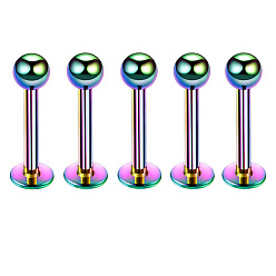 Rainbow Color 304 круглые лабреты из нержавеющей стали с внутренней резьбой для женщин и мужчин, Радуга цветов, штифты : 1.2x12 мм, Руководитель: 3 mm