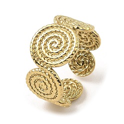 Настоящее золото 18K 304 открытые манжеты из нержавеющей стали, вихревые, реальный 18 k позолоченный, размер США 6 3/4 (17.1 мм)