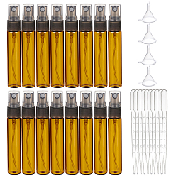 Chocolate Empty Portable Glass Spray Bottles, Fine Mist Atomizer, with ABS Dust Cap, Refillable Bottle, Chocolate, 16x95.3mm, Capacity: 10ml, 30pcs/box