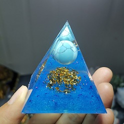 Синтетическая Бирюза Генераторы энергии смолы оргонитовой пирамиды, синтетический бирюзовый шар рейки внутри для украшения стола в домашнем офисе, 60 мм