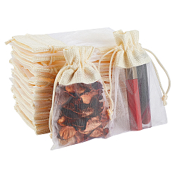 Мокасин 30сумка для хранения из органзы и джута, сумка для шнурка, с полиэфирным кордом, прямоугольные, мокасин, 15.7x13.5x0.8 см, 30 шт / комплект