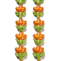 Темно-Оранжевый Бусы лэмпворк ручной работы, тюльпан, темно-оранжевый, 21.5~22.5x18~18.5x7 мм, отверстие : 1.5 мм, около 20 шт / нитка, 16.14'' (41 см)