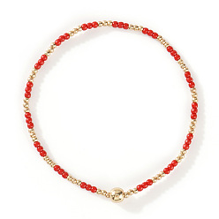 Красный Браслеты из стеклянных бусин и бусин CCB, составные браслеты для женщин, красные, 7-7/8 дюйм (20 см), внутренний диаметр: 6-1/2 дюйм (16.5 см)