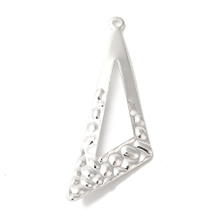 Посеребрённый Латуни кулон, без свинца и без кадмия, треугольные, 925 серебро покрытием, 37.5x12x1 мм, отверстие : 1.4 мм