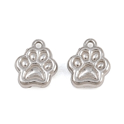 Stainless Steel Color 304 Stainless Steel Charms, Paw Print Charms, Stainless Steel Color, 12x10.5x3mm, Hole: 1.2mm