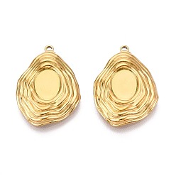 Настоящее золото 18K 304 Настройки кабошон из нержавеющей стали кулон, ионное покрытие (ip), самородки, реальный 18 k позолоченный, лоток : 10x7.5 мм, 27x19x3.5 мм, отверстие : 1.4 мм