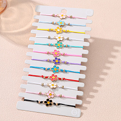 (52) Непрозрачная лаванда 12шт. браслеты из сплава с эмалевыми звеньями, плетеные браслеты из полиэфирного шнура для женщин, цветок, золотые, разноцветные, 6-1/4~11-3/4 дюйм (16~300 см)