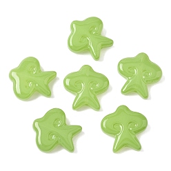 Желто-Зеленый Выпечка окрашенные стеклянные бусины, звезда, желто-зеленый, 24.5x24.5x7.5 мм, отверстие : 1.2~1.4 мм