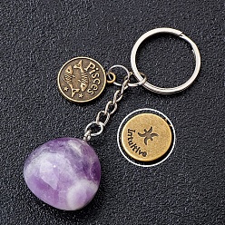 Рыбы Натуральный аметист брелок, Рыбы, Кулон : 20~30 мм