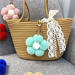 Аква Милый брелок с цветком, пушистый брелок с помпоном, для украшения сумки, брелок подарок и рюкзак для телефона, вода, 9.5x9.5 см