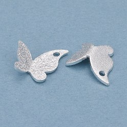 925 Sterling Silver Plated Brass Charms, Butterfly, 925 Sterling Silver Plated, 9.5x10x2mm, Hole: 1.2mm