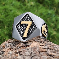 Золотой & Цвет Нержавеющей Стали Кольца из нержавеющей стали для мужчин в стиле панк, ромб с номером 316, золотые и нержавеющая сталь цвет, размер США 7 (8 мм)