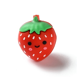 Клубника Силиконовые бусины, красные, фокусные бусы, клубника, 26x21 мм, отверстие : 3.5 мм