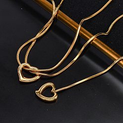 Настоящее золото 14K 304 подвеска в форме сердца из нержавеющей стали и ожерелья с подвеской, ионное покрытие (ip), реальный 14 k позолоченный, 18.58 дюйм (47.2 см)