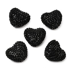Черный Сверкающие акриловые бусины в форме сердца с украшением из страз, для самодельных украшений и украшений для ручек, чёрные, 24x27.5~28x15 мм, отверстие : 3 мм