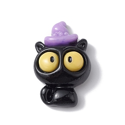 Cat Shape Кабошоны из непрозрачной смолы на тему Хэллоуина, чёрные, Узор кошки, 27x17x8 мм