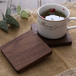 Coconut Brown Black Walnut Wood Cup Mats, Square Coaster, Coconut Brown, 88x88x10mm