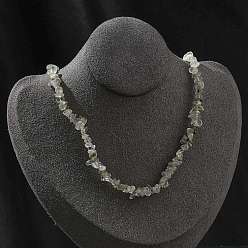 Пренит Ожерелья из натурального пренита с бусинами для мужчин и женщин, с карабинами из нержавеющей стали и удлинителем цепи из нержавеющей стали, серебряные, 15.87~16.14 дюйм (40.3~41 см)