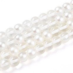 Прозрачный Запекание окрашенные прозрачные стеклянные бусины нити, круглые, два тона, прозрачные, 9.5~10 мм, отверстие : 1.2 мм, около 84~87 шт / нитка, 29.53~30.71 дюйм (75~78 см)