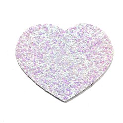 Лиловый Большие кожаные подвески, с блестками, коллекция ко дню святого валентина, сердце, сирень, 50x56.5x2 мм, отверстие : 1.6 мм