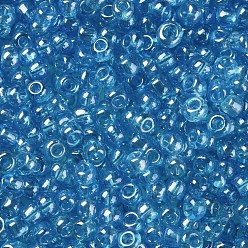 Light Cyan Glass Seed Beads, Trans. Colours Lustered, Round, Light Cyan, 3mm, Hole: 1mm, about 10000pcs/pound