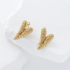 Золотой День святого Валентина 304 серьги-гвоздики из нержавеющей стали, сердце, золотые, 27x19 мм