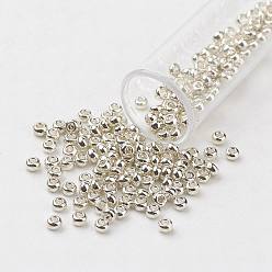 Silver 8/0 Grade A Round Glass Seed Beads, Dyed, Silver, 3x2mm, Hole: 1mm, about 10000pcs/pound
