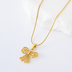 Золотой 3 шт. элегантные полые сердечки с бантом из нержавеющей стали подвески ожерелья для женщин, золотые, 15.75 дюйм (40 см)