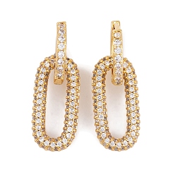 Настоящее золото 18K Серьги из латуни с фианитом, без кадмия и без свинца, долговечный, серьги обруча, овальные, реальный 18 k позолоченный, 29x10 мм