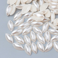 Beige ABS Plastic Imitation Pearl Cabochons, Horse Eye, Beige, 8x4x2.5mm, about 5000pcs/bag