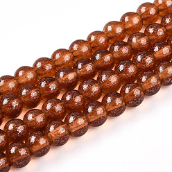 Сиена Прозрачный лак окрашенные стекла шарик нити, круглые, цвет охры, 6 мм, отверстие : 1.3~1.6 мм, около 138 шт / нитка, 32.5 дюйм