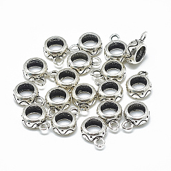 Античное Серебро Таиланд 925 серебряные тюбики под залог, петля под залог, пончик, античное серебро, 11x8x4 мм, отверстие : 1.8 мм, 5 мм внутренним диаметром