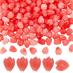 Orange rot 150Stk undurchsichtige Harzperlen, Blume, orange rot, 8x6.5 mm, Bohrung: 1.5 mm