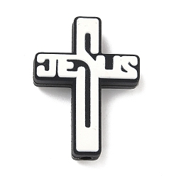 Черный Силиконовые фокусные шарики, крестик, чёрные, 29x21.5x8 мм, отверстие : 3 мм