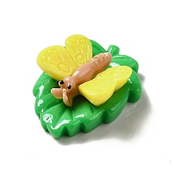 Бабочка Непрозрачные кабошоны из смолы, лист, желтые, бабочки, 28x22x10 мм