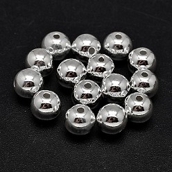 Silver 925 Sterling Silver Beads, Seamless Round Beads, Silver, 10mm, Hole: 1.8mm