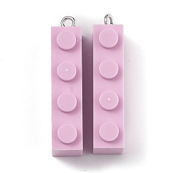 Бледно-Розовый Непрозрачные акриловые подвески, с железной платиной петлей, Подвески из длинного прямоугольника, розовый жемчуг, 35.5x7.5x11.5 мм, отверстие : 2 мм