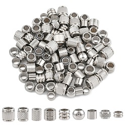 Нержавеющая Сталь Цвет 90шт 9 стили нержавеющая сталь европейские бусины, бусины с большим отверстием, column & rondelle, цвет нержавеющей стали, 3~8x6~8 мм, отверстие : 3~5 мм, 10 шт / стиль