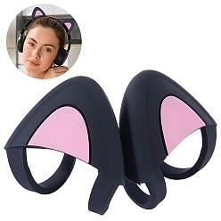 Черный 1 Пара силиконовых наушников с кошачьими ушками в качестве украшения, чёрные, 103.5x57.5x9.5 мм