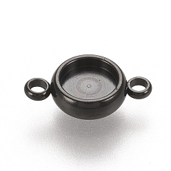 Electrophoresis Black 304 настройки соединителей звеньев из нержавеющей стали, чашки безель с краями, ионное напыление (IP) плоский круглый, электрофорез черный, лоток : 6 мм, 14x8.5x3 мм, отверстие : 1.8 мм