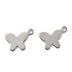 Нержавеющая Сталь Цвет Устойчивые к потускнению 201 подвески из нержавеющей стали, бабочка, цвет нержавеющей стали, 8.5x12x1.1 мм, отверстие : 1.4 мм