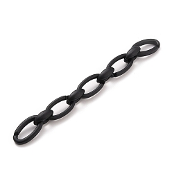 Schwarz Handgefertigte undurchsichtige sprühlackierte Acrylkabelketten, mit ccb-Kunststoffverbindungsringen, Schwarz, 35x18x6 mm, 23x16x8.5 mm, ca. 39.37 Zoll (1 m)/Strang