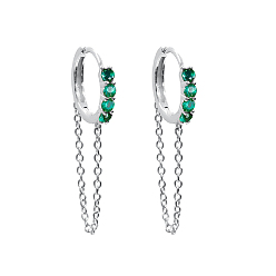 Серебро S925 серебряные круглые серьги с цепочкой из циркония, украшение для ушей в виде кисточки