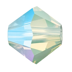 51000 200 Chrysolite Opal AB Хрустальные бусины preciosa®, чешский хрусталь, биконус(451 69 302 рондель), 51000 200 хризолит опал ab, 4 мм, отверстие : 0.8 мм