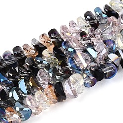 (52) Непрозрачная лаванда Гальванизируйте прозрачное стекло бисер нитей, слиток, граненые, разноцветные, 2~2.5x4~4.5x3.5~4 мм, отверстие : 0.7~0.9 мм, около 100~101 шт / нитка, 9.84 дюйм (25 см)