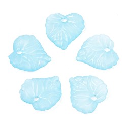 Sky Blue Transparent Acrylic Pendants, Frosted, Heart, Sky Blue, 16x15x3mm, Hole: 1.8mm, about 1400pcs/500g