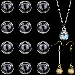 Clear 210Pcs Round Mechanized One Hole Blown Glass Globe Ball Bottles, for Stud Earring or Crafts, Clear, 11~12mm, Hole: 3~5mm